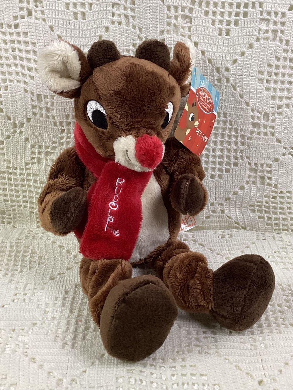 Rudolph Red-Nosed Reindeer Plush with Red Scarf Pet Toy